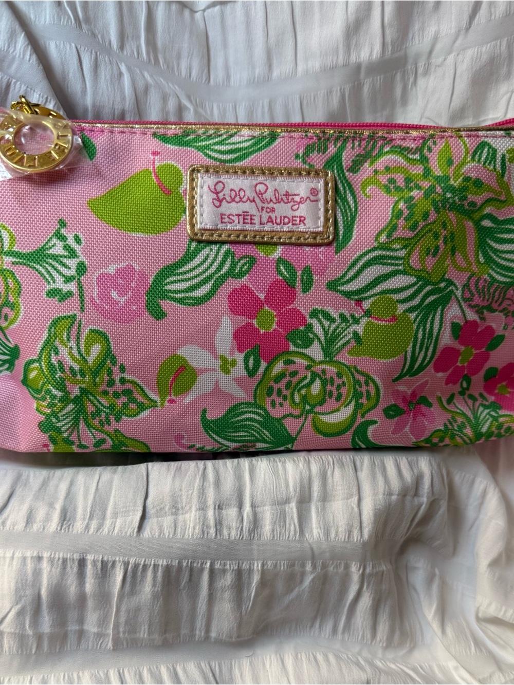 Lilly Pulitzer for Estee Lauder Pink Floral Cosmetic Pouch NWOT